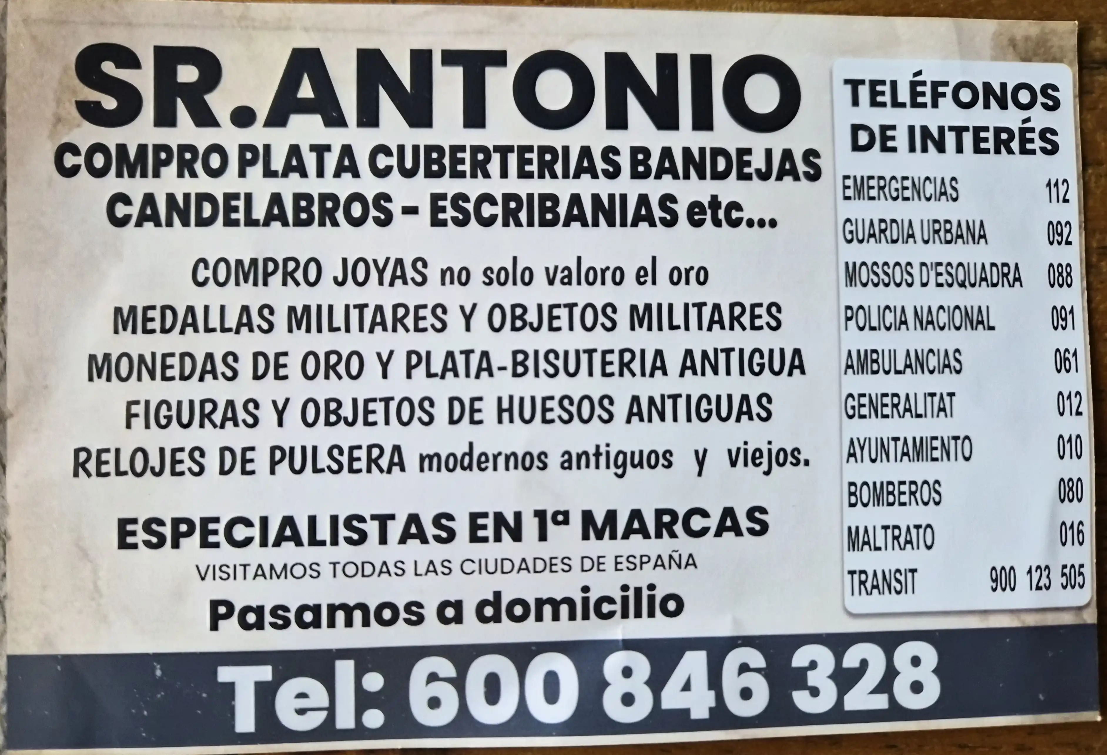 Revers del paper del Sr. Antonio